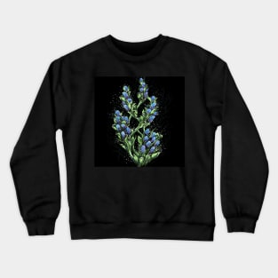 Unique spring bluish floral bloom black Crewneck Sweatshirt